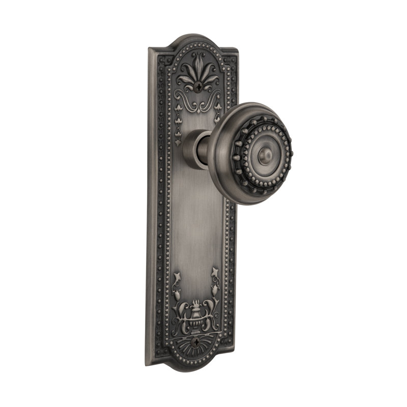 Meadows Plate with Meadows Door Knob, Antique Pewter, 2-3/8"