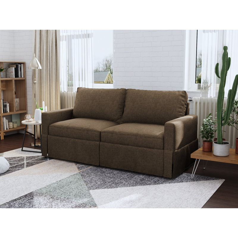 Upholstered 70'' Sofa, Brown 100% Polyester