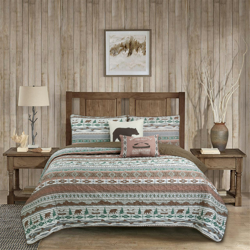 Morgandale Polyester Abstract Quilt, Queen Quilt + 5 Standard Shams