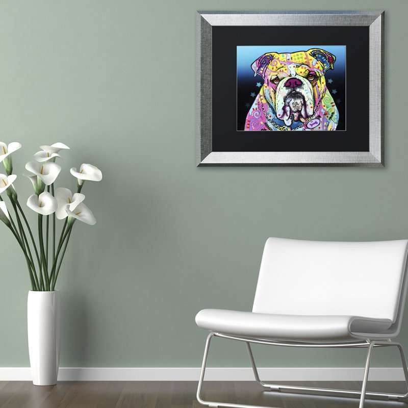 « the bouledogue », impression, H 16 po x l 20 po x P 0,5 po, Noir, Cadre argenté