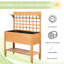 Boîte à fleurs surélevée en bois massif à 3 couches avec roues pour planter des violettes dans le patio ou la serre, rangement sur le dessus et le dessous, grille décorative pour glands, boîte de 41,5 po x l 17,75 po x H 53,25 po