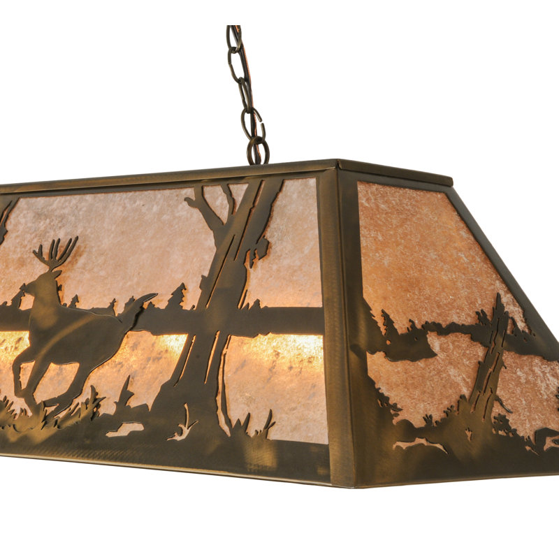 Adirondack Inspired Copper & Glass 45" Island Pendant with Wildlife Motif