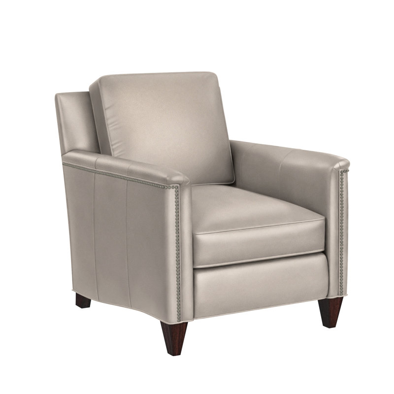 Davidson Armchair, Pewter, New Classiques, Aline Light Grey Genuine Leather