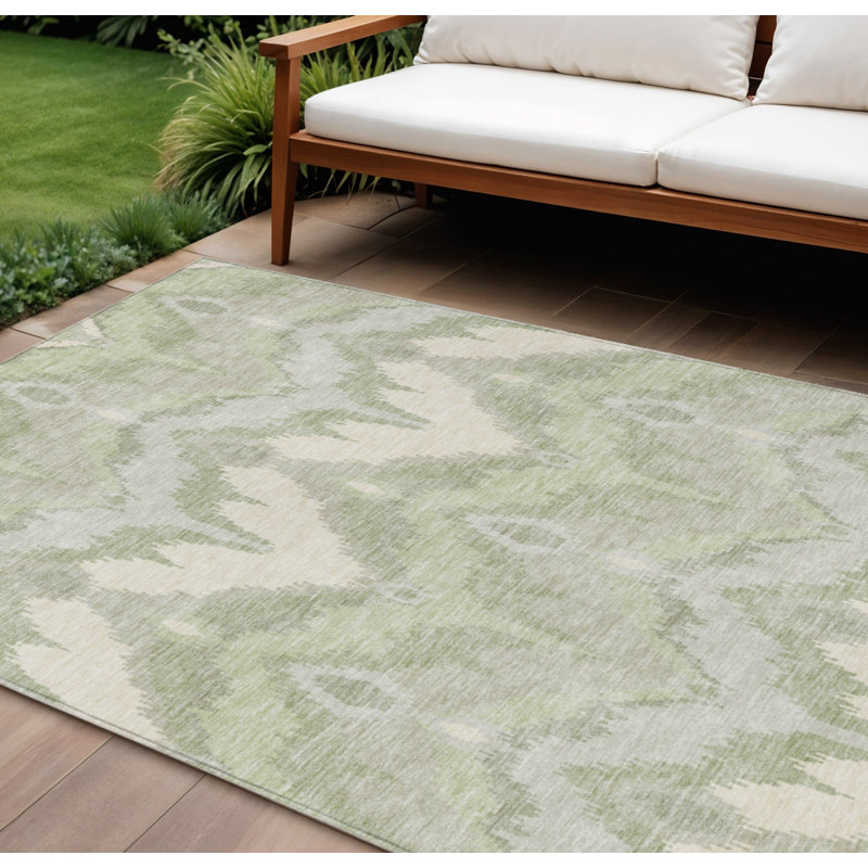 Tapis beige lavable pour l'extérieur 10 pi x 14 pi Ikat