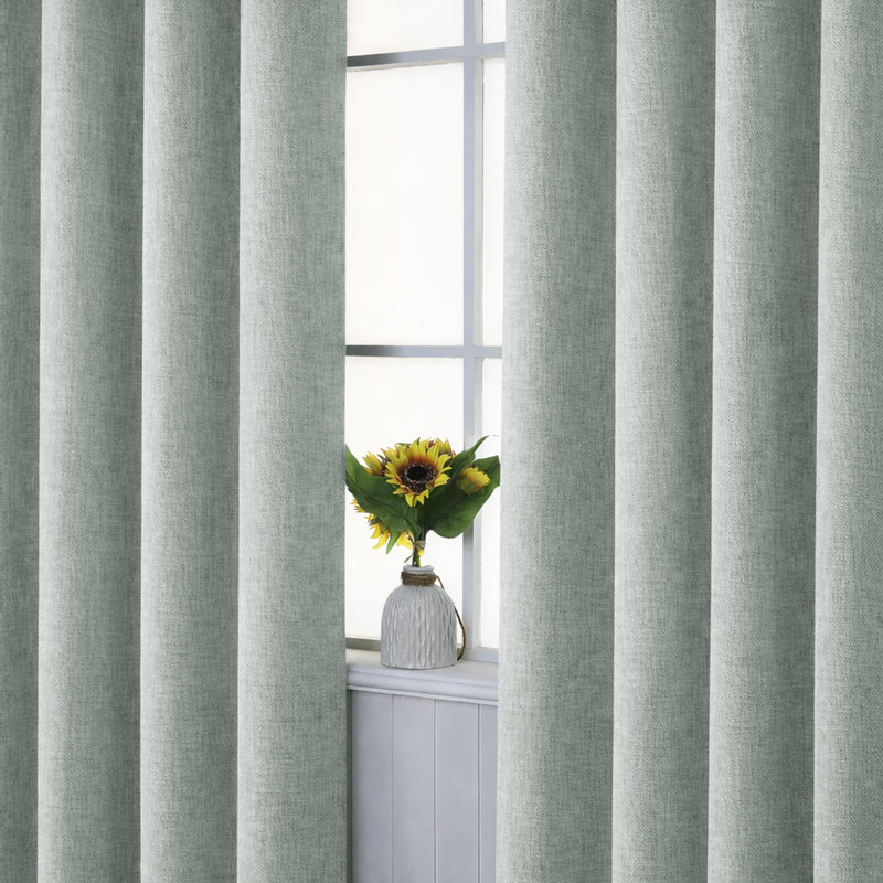 Aspire Homeware Linen 100% Blackout Curtain Pair for Hotel Style Bedroom Comfort, Sage Green, 117cm Width x 137cm Drop