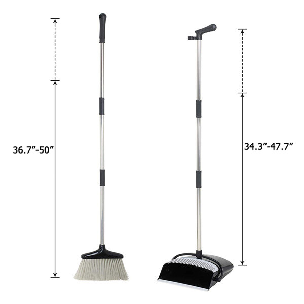 ANMINY Adjustable Broom And Dustpan Set with Replaceable Head