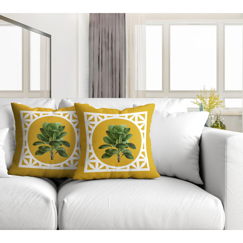 Housse et insert de coussin carré intérieur / extérieur , L 15 po x H 15 po, Jaune