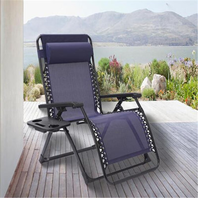 Chaise longue pliante zéro gravité pour terrasse Brevard, noir