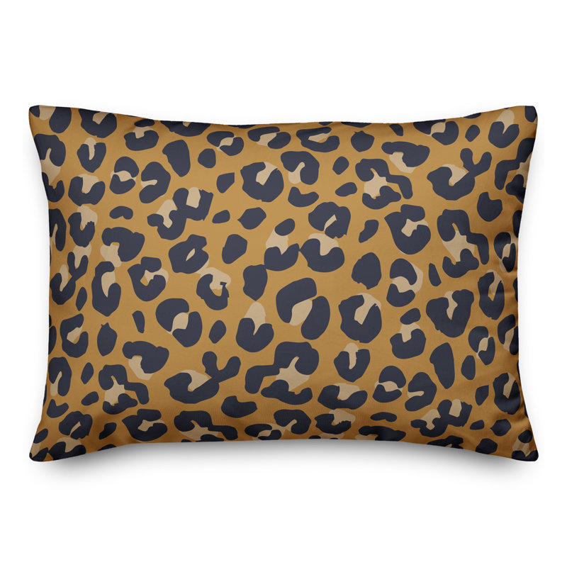 Gold Leopard Print Polyester Throw Pillow 14x20