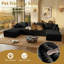 Divan modulaire en U de 142 po pour canapé de salon modulaire en forme de U avec siège profond surdimensionné et très grand canapé en mousse à mémoire de forme compressée sans pivot pour 4 personnes, noir-112249065