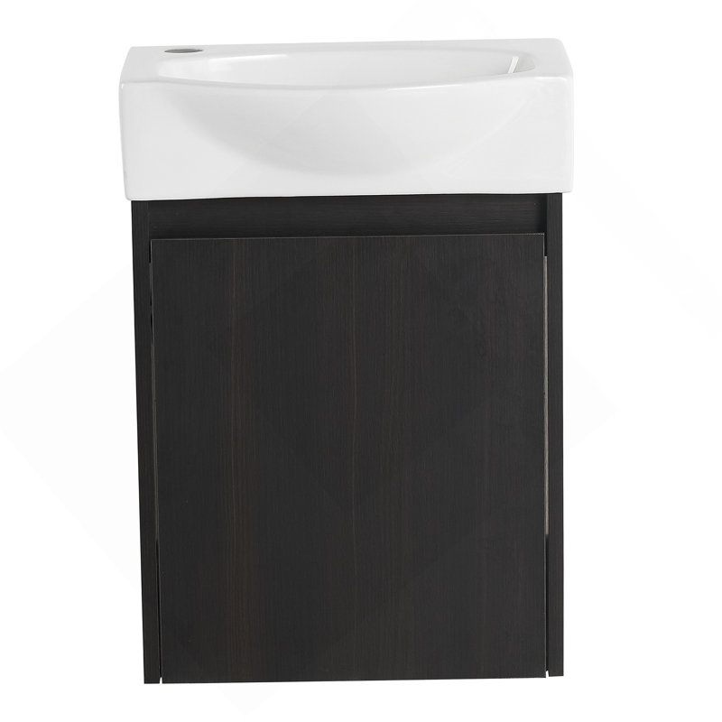 Petit meuble-lavabo moderne 16 po avec lavabo à poser en céramique pour petit espace