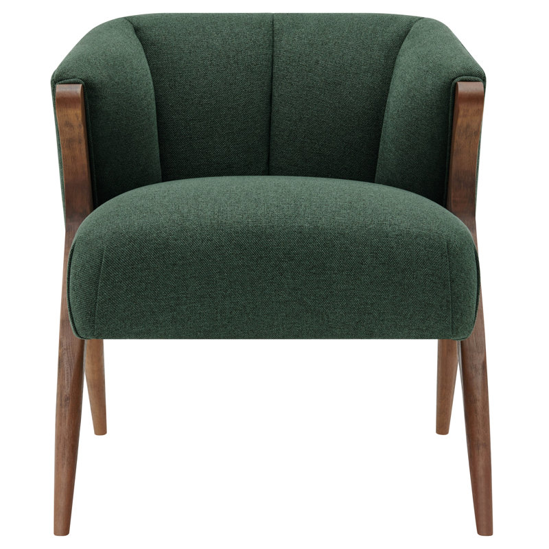 Riceboro 27'' Wide Barrel Chair, Green Fabric