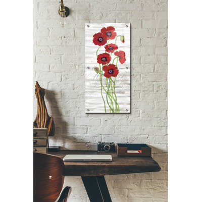«Red Poppy Panel II» par Tim O'Toole, art mural en verre acrylique, 24 po x 48 po