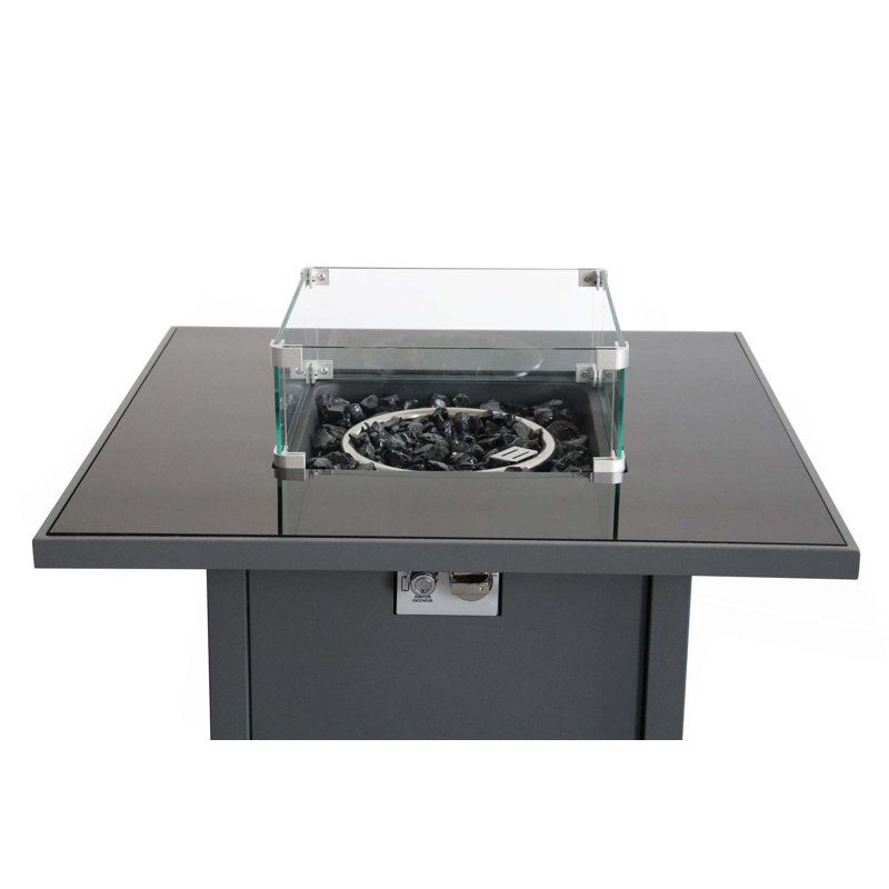 Table de foyer d'extérieur en acier avec couvercle H 25 po x l 30 po