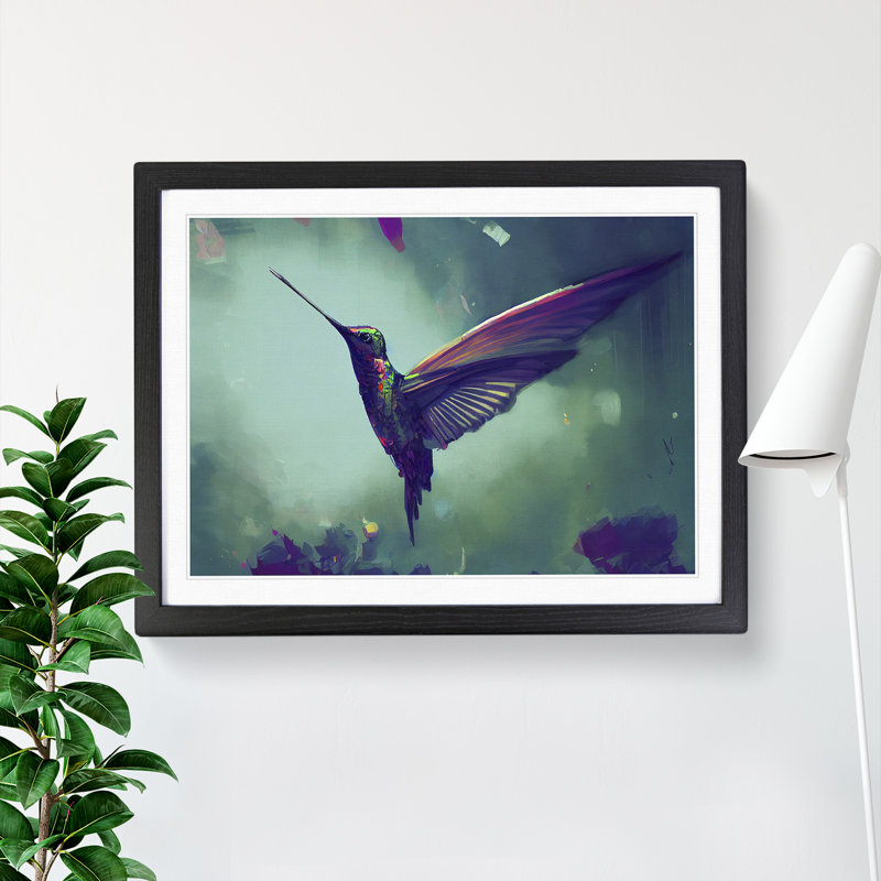 Hummingbird Vol.5 Abstract - Single Picture Frame Painting, 34cm H x 46cm W x 2cm D, Black