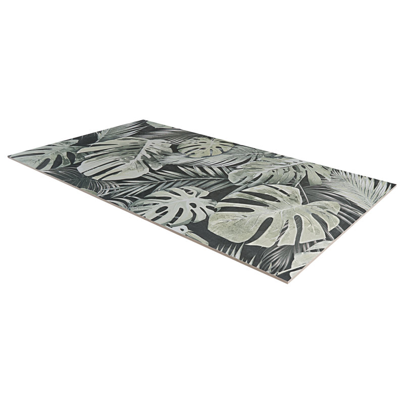 Botanic 24x48 Textured Matte Ceramic Tile, Dark Gray/Green