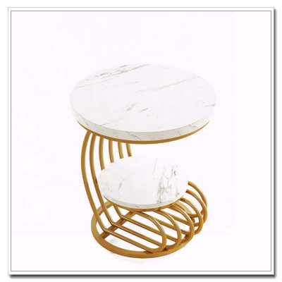 Table d'appoint ronde moderne avec cadre doré