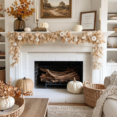 2 guirlandes de feuilles d'érable d'automne de 5 pièces, feuillage d'automne de vigne suspendu de 5,7 pi pour l'Action de grâce, mariage, foyer, fête, décoration de Noël