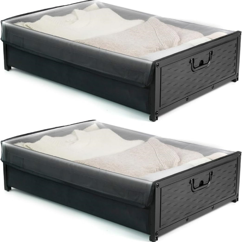 Ensemble de 2 rangement sous le lit avec roulettes et couvercles transparents