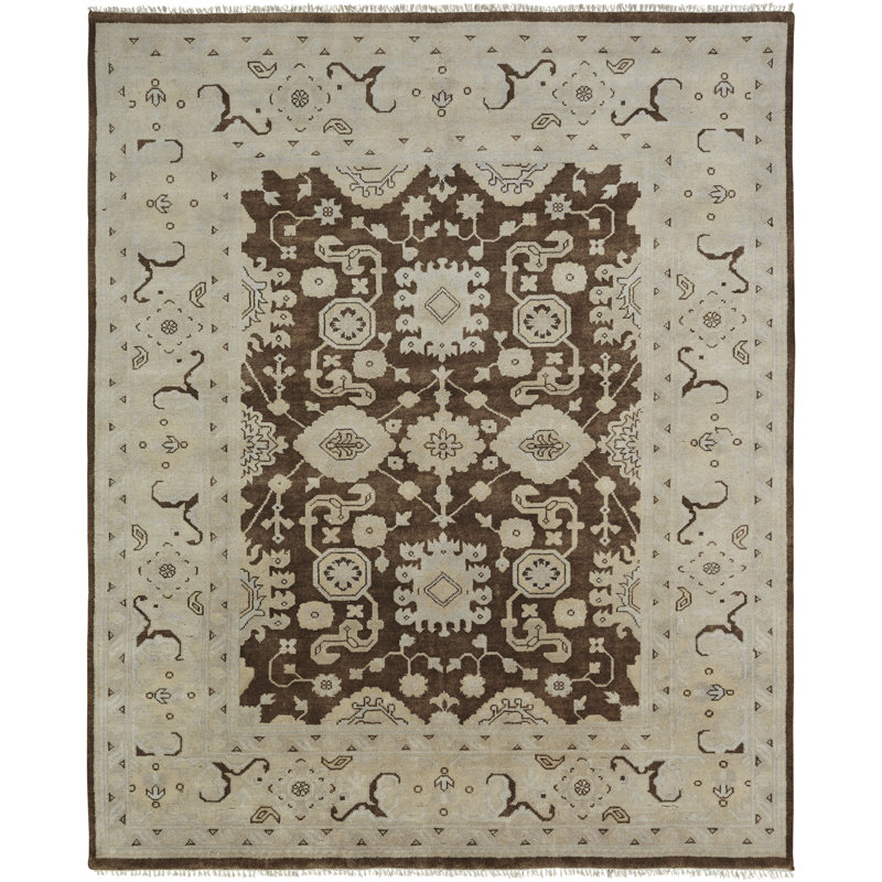 Zelida Hand Woven Wool Oriental Area Rug, Rectangle 9' x 12'