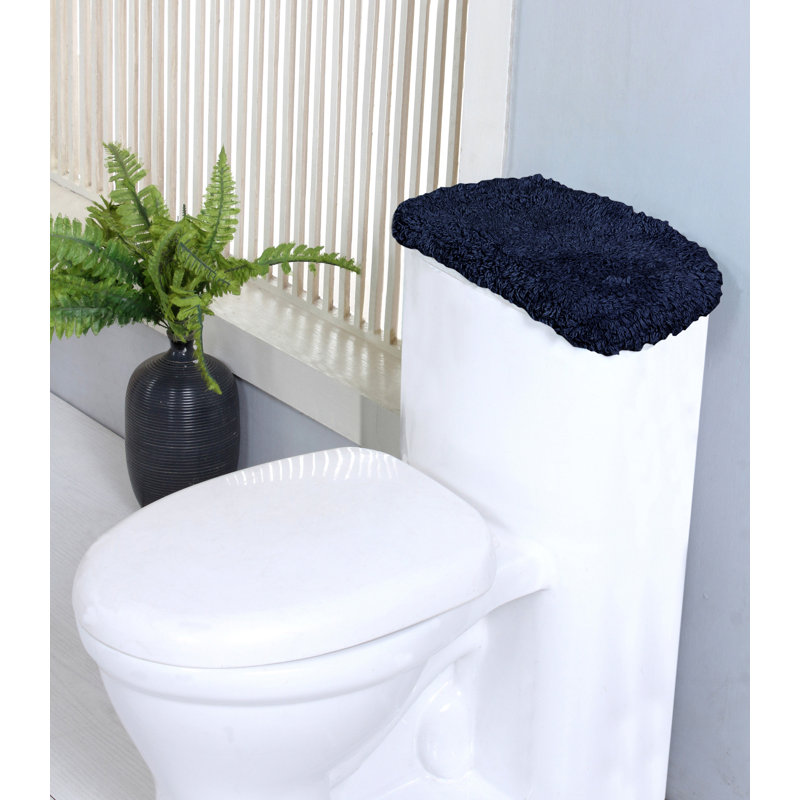 100% Cotton Tufted Bath Rug, Extra Soft & Machine Washable 10x22" Tank Cover, Navy