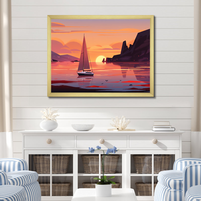 «Beachside Dusk», reproduction sur toile, Encadrement doré, H 24 po x l 32 po x P 1 po