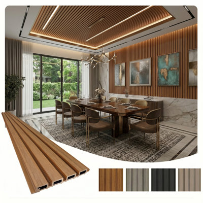 Linear WPC Exterior Wall Slat Siding and Cladding Panels 114 in x 8.62 in
