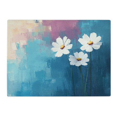 Daisies Flowers Vol.4  Glass Chopping Board