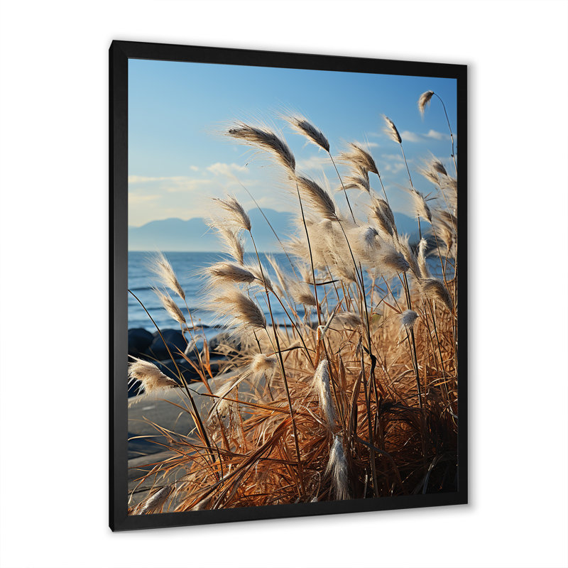 Beachgrass, photographie, horizon encadré sur toile, Cadre simple noir, H 32 po x l 24 po x P 1 po