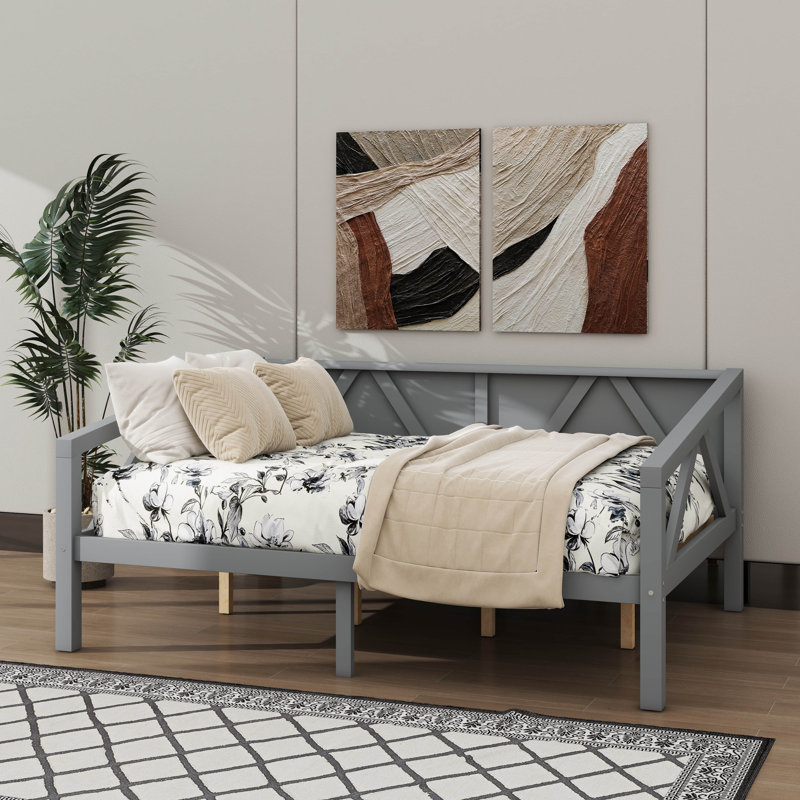 Idée de lit de jour contemporain au design minimaliste, Double, gris