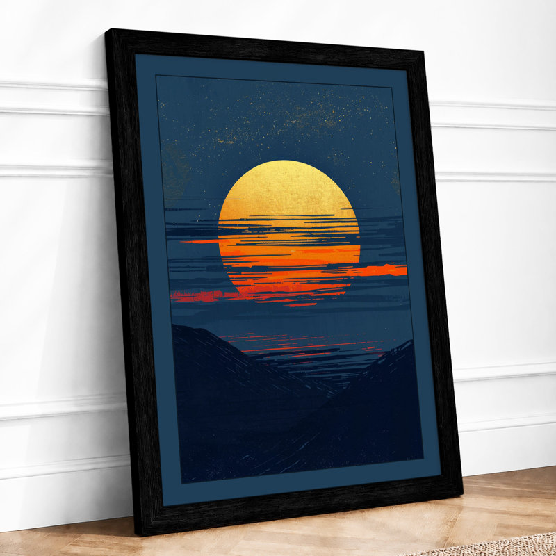 Sun Meets Water Minimalist - Print, Black, A3 - 42.0 x 29.7 cm