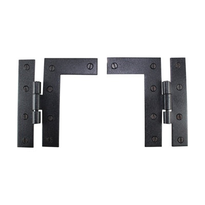Pair Flush H-L Wrought Iron Cabinet Hinge Surface Mount Hinge