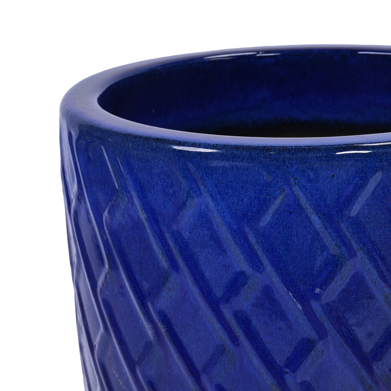 Pot à fleurs intérieur / extérieur en céramique moderne avec trou de drainage, Bleu