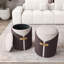 Tabouret de coiffeuse brun avec rangement à deux tons, accents dorés polyvalents, facile à entretenir, l 14,5 po x P 17,5 po, poids de 265 lb, conception de style moderne, fonction de rangement, option, nettoyage élégant