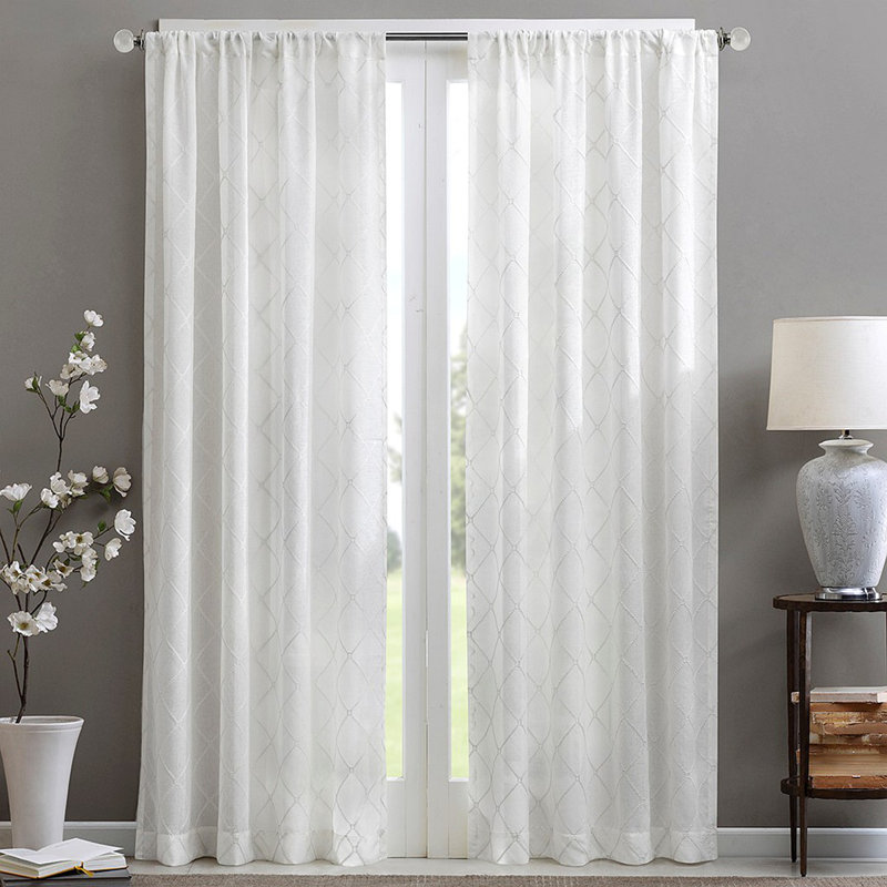 Panneau de rideau transparent Diamond (seulement 1 panneau PC), Blanc, L 50,03 po x L 84,03 po