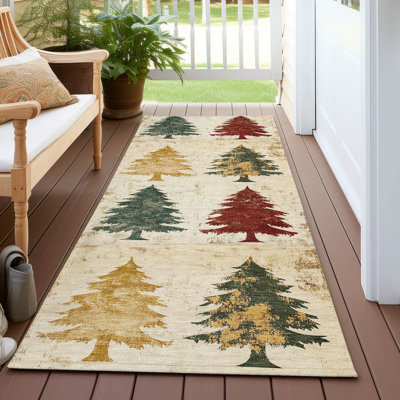 Tapis ivoire pour arbre de Noël intérieur / extérieur lavable à la machine Xhevrie