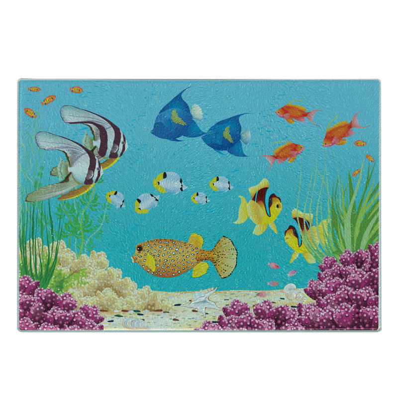 Multicolore thème de la planche à découper en verre trempé Ambesonne