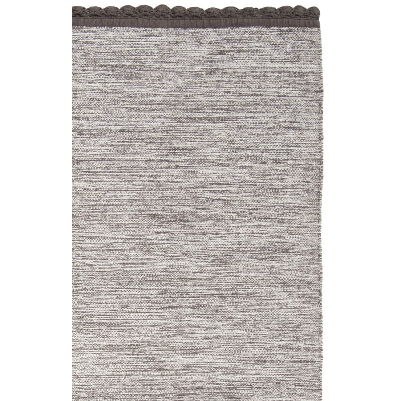 Tapis gris anthracite en coton tissé à la main et à plat Mohnton, Tapis de couloir 2 pi 3 po x 7 pi