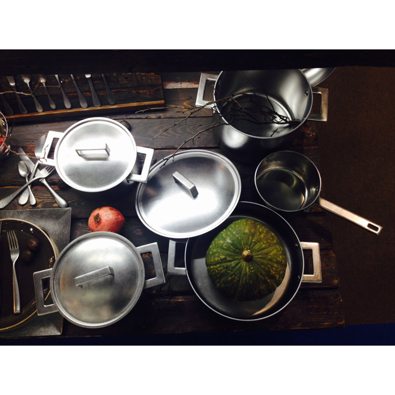 Attiva Pewter 10'' Stainless Steel Saute Pan with Lid
