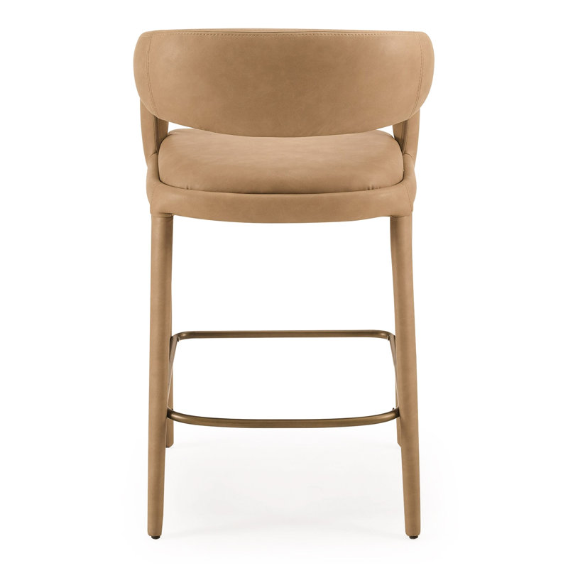 Tabouret de comptoir en cuir Freestyle, Brun clair, 25.6''