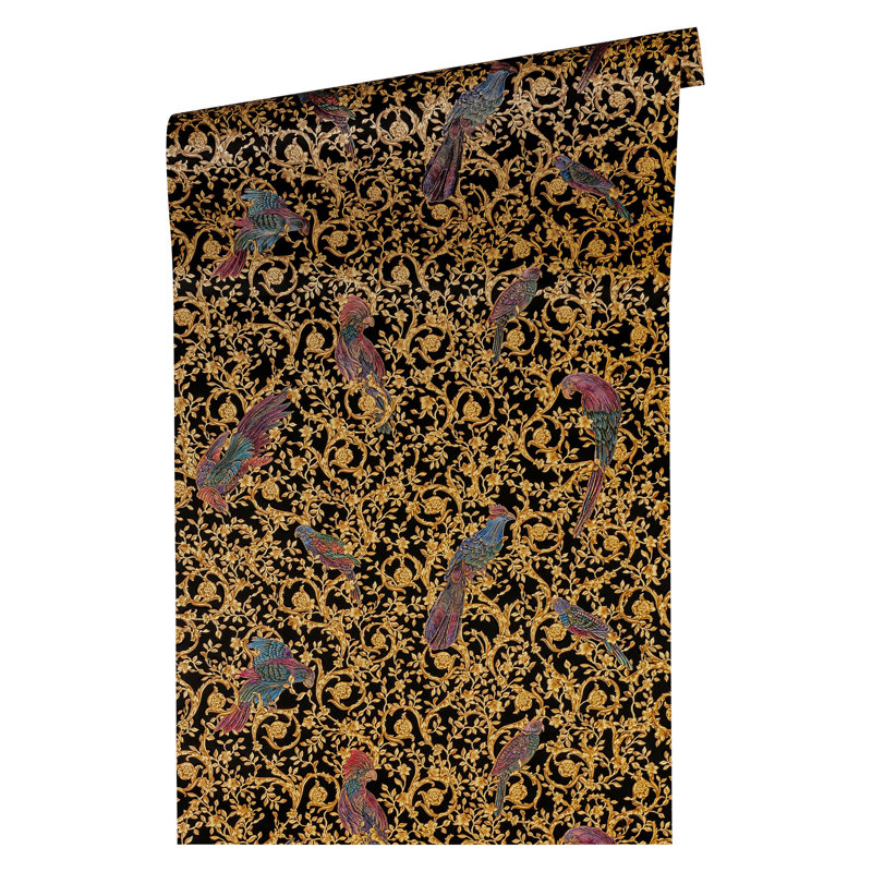 Guillemette 10.05m x 70cm Matte Wallpaper Roll, Yellow/Anthracite/Silver