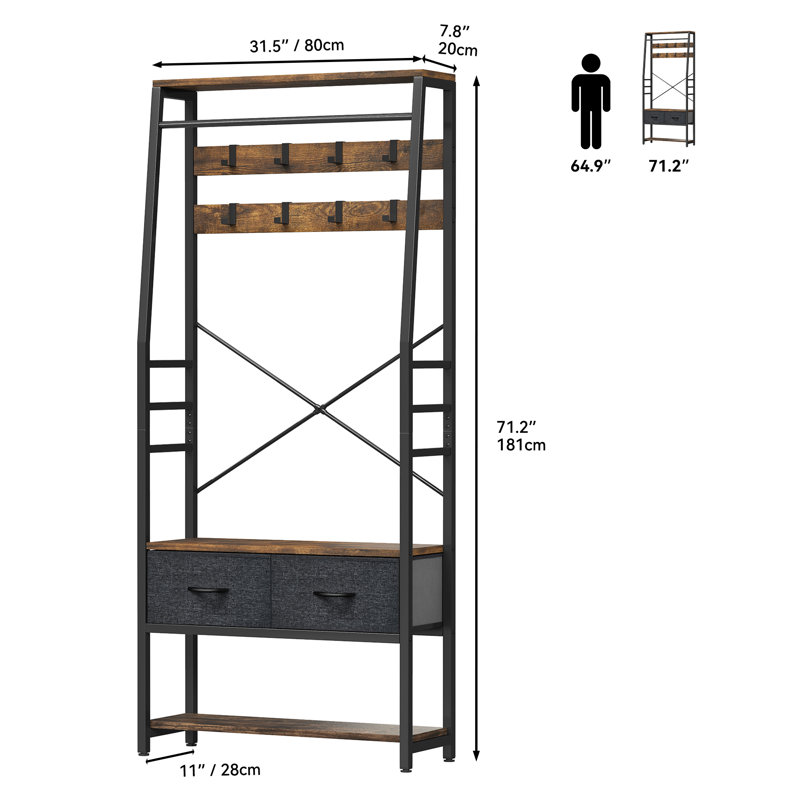 Aideth Hall Tree 80cm Wide with Bench and Shoe Storage