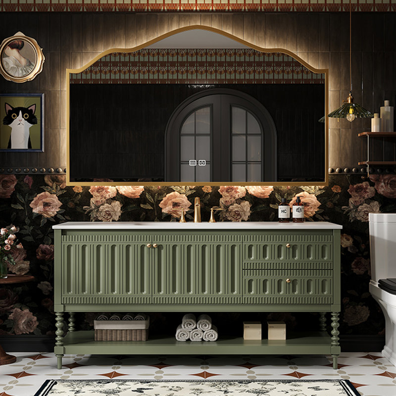 Bathroom cabinet American retro style, Green, 32.28" H x 55.12" W x 21.65" D