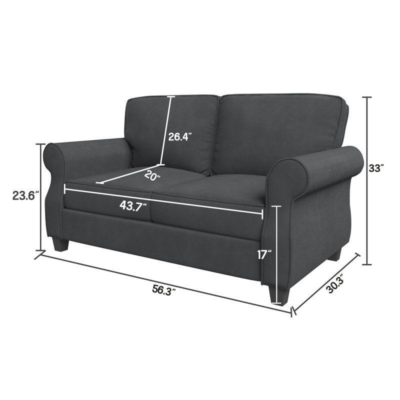 Modern 2-Seater Sofa with Solid Wood Frame and Extra-Deep Cushions – Compact Upholstered Couch for Living Room, Apartment, or Small Space Lounge