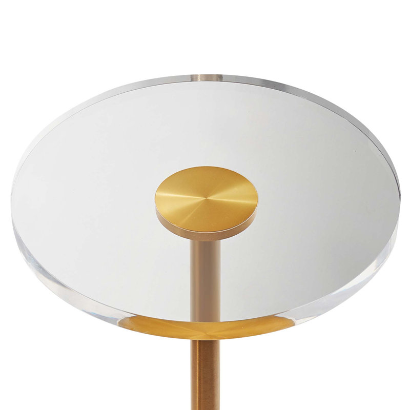 Table de bout en acrylique transparent avec accents métalliques et design spacieux