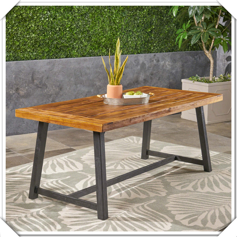 Table de salle à manger d'extérieur en bois d'acacia Robuste, élégante, durable, pratique et polyvalente