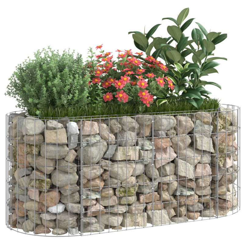 Dakota Fields Gabion Raised Bed Galvanised Iron, 120cm H x 50cm W x 50cm D