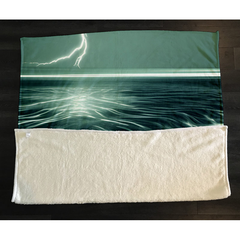 Throw Blanket, 51" W x 60" L, Abstract, Green/White
