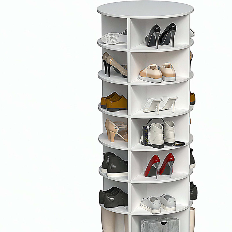 Rotating Shoe Rack Tower, 7-Tier Spinning Shoe Rack, Free Standing 360° Revolving Shoe Organizer,  High Bottom Design Shoe Tower Spinning Storage Lazy Susany, Fits 28 Pairs of Shoes