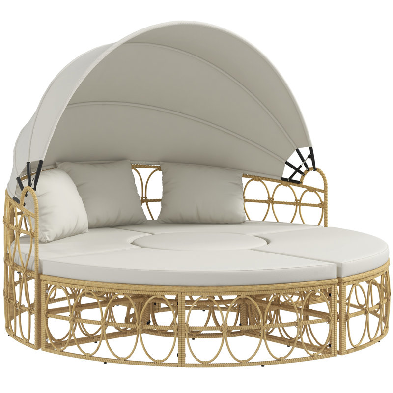 Ziyamet 70'' Wide Curved Wicker Patio Daybed with Cushions